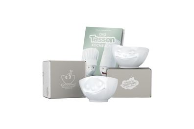 Fiftyeight Schalen-Set 2-tlg. 500 ml + Kochbuch | Nr. 016 | Müslischalen weiß | Mot