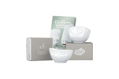 Fiftyeight Schalen-Set 2-tlg. 500 ml + Kochbuch | Nr. 004 | Müslischalen weiß | Mot