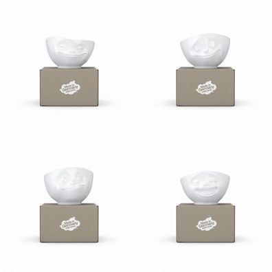 XL Schalen-Set 4-tlg. Grinsend/Glücklich/Lecker/Lachend - weiß - Fiftyeight - 1000