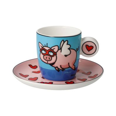 GOEBEL Wohnaccessoires Künstler-espressotasse WHEN PIGS FLY ED HECK BUNT 1 STÜCK