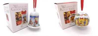 Porzellanglocke & Porzellankugel 2000 - Hutschenreuther - in OVP - Weihnachtsglocke W