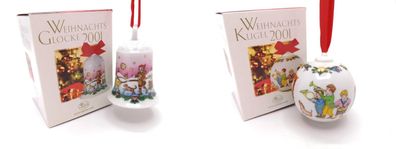 Porzellanglocke & Porzellankugel 2001 - Hutschenreuther - in OVP - Weihnachtsglocke W