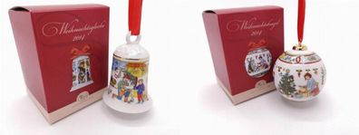 Porzellanglocke & Porzellankugel 2014 - Hutschenreuther - in OVP - Weihnachtsglocke W