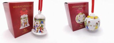 Porzellanglocke & Porzellankugel 2008 - Hutschenreuther - in OVP - Weihnachtsglocke W