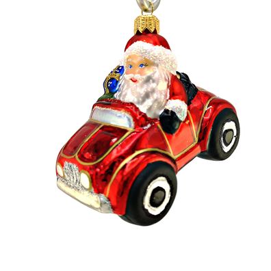 Weihnachtsmann im Auto - Hanco Design 2630.01 - Christbaumschmuck aus Glas