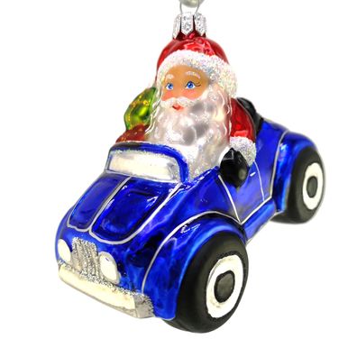 Weihnachtsmann im Auto - Hanco Design 2630.02 - Christbaumschmuck aus Glas