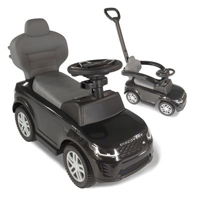 Rutschauto Land Rover mit Schiebestange, Kinderfahrzeug mit Soundlenkrad