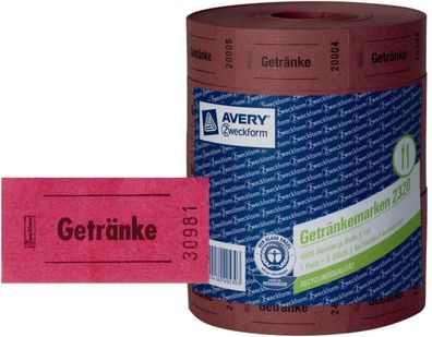 5x Rolle Getränke-Marke 57x30mm Rot 5000 Abrisse