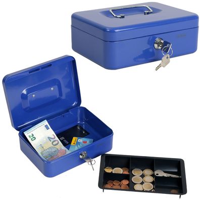 Geldkassette Mittel Metall Blau