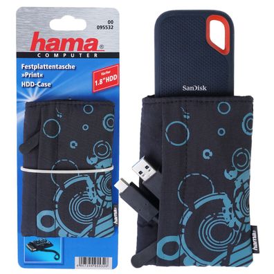 Festplatten-Tasche Print Schwarz 1,8"