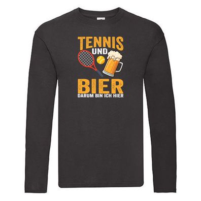 Tennis und Bier darum bin ich hier | Tennisspieler Long Sleeve Schwarz
