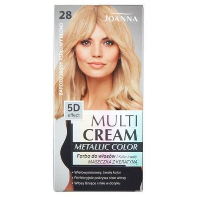 Joanna Metallic Creme-Haarfarbe 28 Sehr Hell Perlblond 100ml