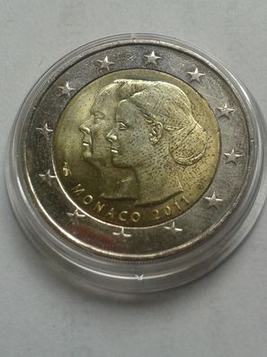 2 euro 2011 Monaco Hochzeit Fürst Albert Charlene in Münzkapsel Fingerabrücke