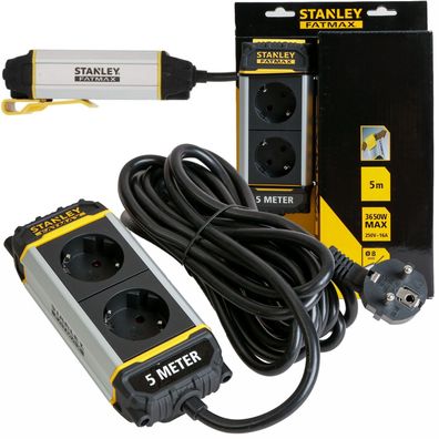 FATMAX 2-Fach Alu Steckdosenleiste 5m mit Halteclip