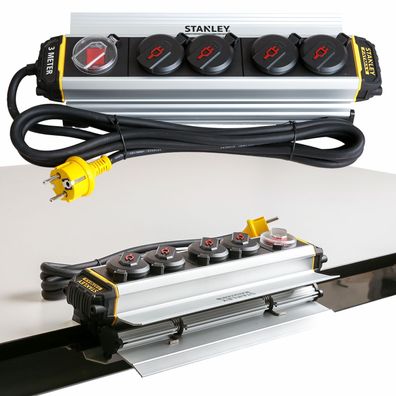 FATMAX 4-Fach Alu Steckdosenleiste 3m mit Klemmschiene