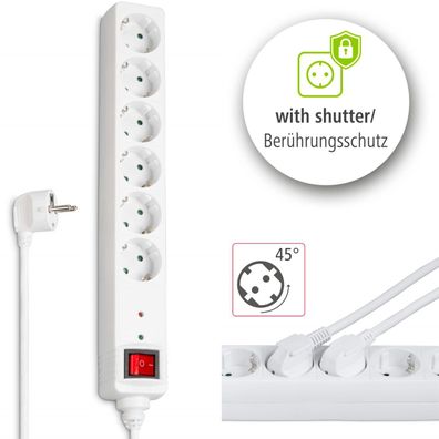 6-fach Steckdosenleiste mit Überspannungsschutz 1,4m Weiß