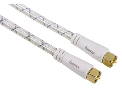 SAT-Anschlusskabel F-Stecker 1,5m 120dB Filter vergoldet Weiß