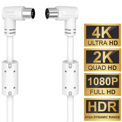 Antennen-Kabel 10m 90dB Ferrit-Filter Weiß