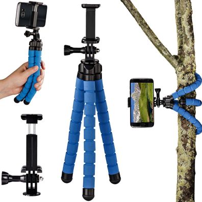 Stativ Flex 26cm Blau für Smartphone/GoPro