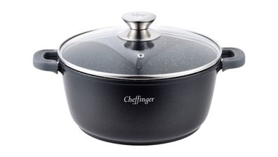 Kochtopf Aluguss Induktion Ø24cm Suppentopf Deckel Brattopf Schwarz