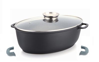 Bräter Deckel Induktion Schmortopf Marmorbeschichtung Aluguss 38 cm
