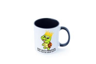 Kopf hoch Prinzessin | Krone | süße Schildkröte | Comic Tasse - Geschenk