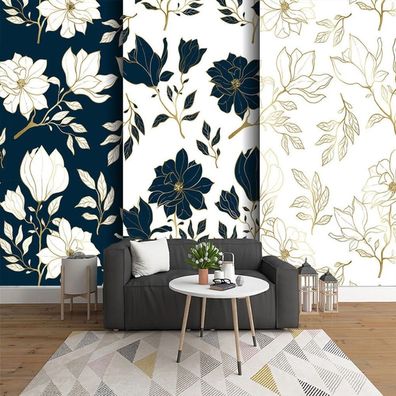 Vlies Fototapete Wandtapete Wandbilder Handgemalte Blätter Magnolienlinien 2804