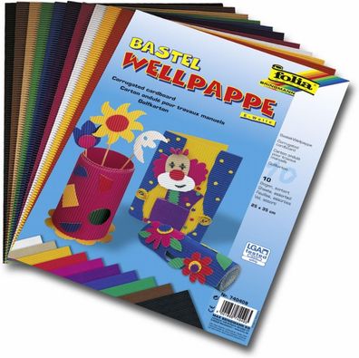 10x Folia 741080 Bastelwellpappe 50 x 70 cm grau