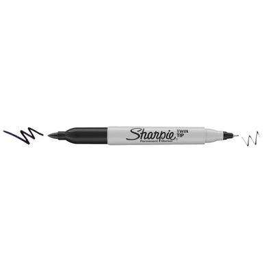 12x Sharpie S0811100 Permanent-Marker "TWIN TIP", Strichfarbe: schwarz