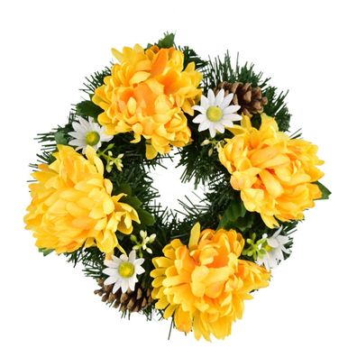 Herbstkranz mit gelben Chrysanthemen Ø20 cm