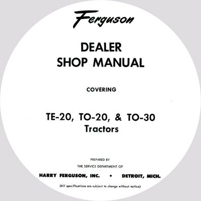 Reparaturleitfaden Massey Ferguson Te20 To20 To30 Te 20 To-20 To-30 Manual