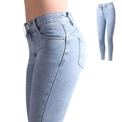 topschuhe24 3168 Damen Skinny Jeans High Waist Taillenhose