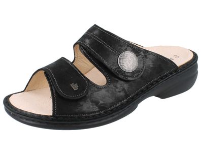 FINN Comfort Sansibar Damen Pantolette Hausschuhe Wechselfußb. schwarz ubukleder