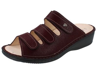 FINN Comfort Pisa Damen Pantoletten Hausschuhe bordo bedrucktes Nubukleder
