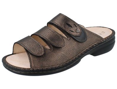 FINN Comfort Kos Damen Pantolette Hausschuhe kupferfarben genarbtes Glattleder