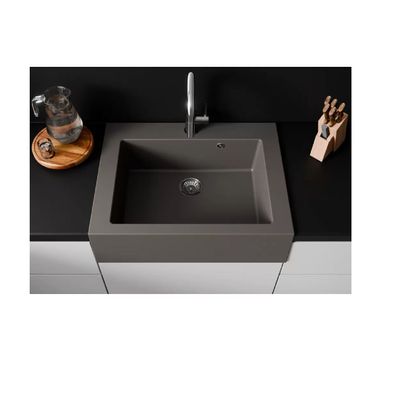 QLS Granitspüle FARMER 79x61 cm grau Spüle mit Schürze und Siphon 11329