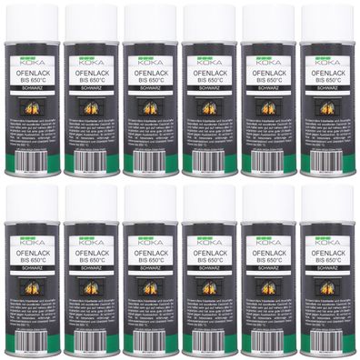 12x Ofenlack Spray Schwarz Matt