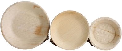 50x runde Teller aus Palmblatt versch. Größen