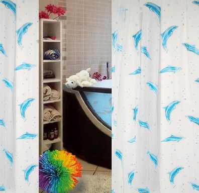 Spirella Kollektion Delfin Blau Oekoplast Duschvorhang 180x200cm inkl. DV-Ringe