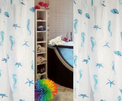 Spirella Kollektion Seelife Blau Ökoplast Duschvorhang 180x200cm inkl. DV-Ringe