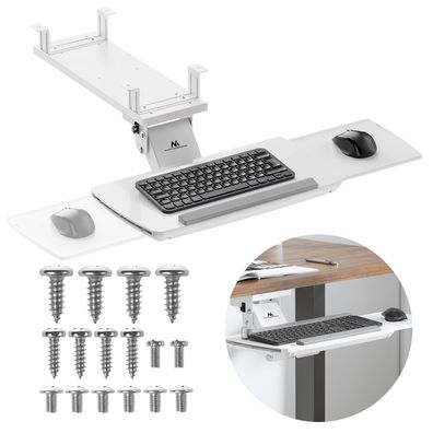 Maclean MC-156 W Tastaturhalterung Untertisch-Tastaturablage weiß