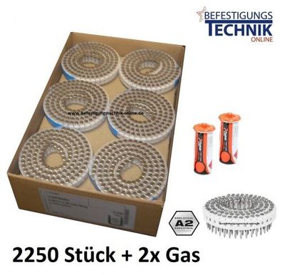 2250 Haftennägel 2,8x26mm Ring rostfrei A2 für Paslode Haftennagler IM45GN 2xGas