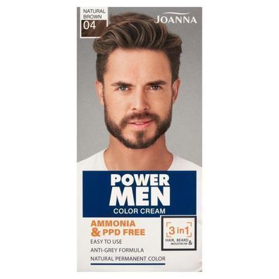 Joanna Power Men 3in1 Haar- und Bartfarbe 04 Naturbraun, 30g