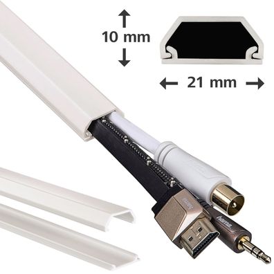 3x PVC Kabelkanal Eckig 100/2,1/1cm Weiß