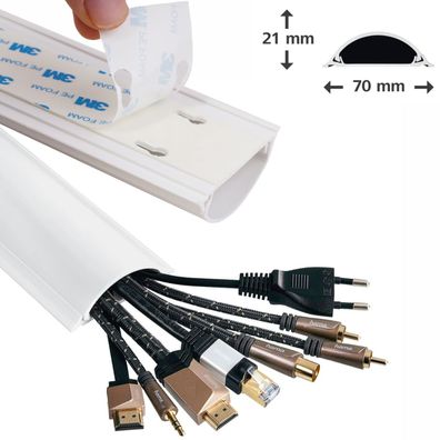 PVC Kabelkanal Halbrund 100/7/2cm Weiß