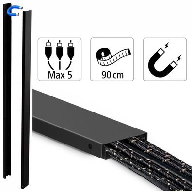 Magnetischer Kabelkanal 90cm Metall Schwarz
