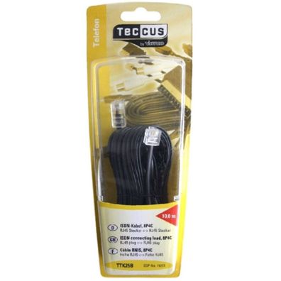 RJ45 8P4C Anschluss-Kabel 10m Schwarz