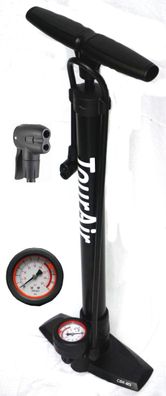 TOUR-AIR Standpumpe Fahrradpumpe für Auto- Dunlop- und Sclaverantventil