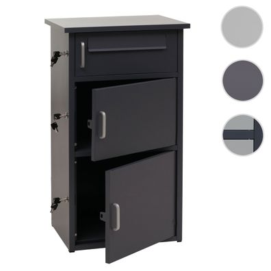 Paketkasten HWC-O51, Paketbox Paketstation Briefkasten 3 Fächer, Stahl 89x49x38cm
