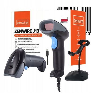 Strichcode-Scanner Desktop Laser EAN USB Schnurgebunden 1D Zenwire J13